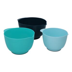 Core Kitchen 3-Piece Antimicrobial Nesting Mixing Bowls with Spouts Blue (Multicolour)